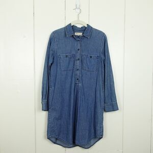 Madewell Cambray Denim Short Shirt Dress Long Sleeve Womens Size S Blue